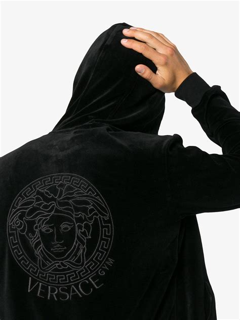 versace hoodie black and white|Versace hoodie men's sale.